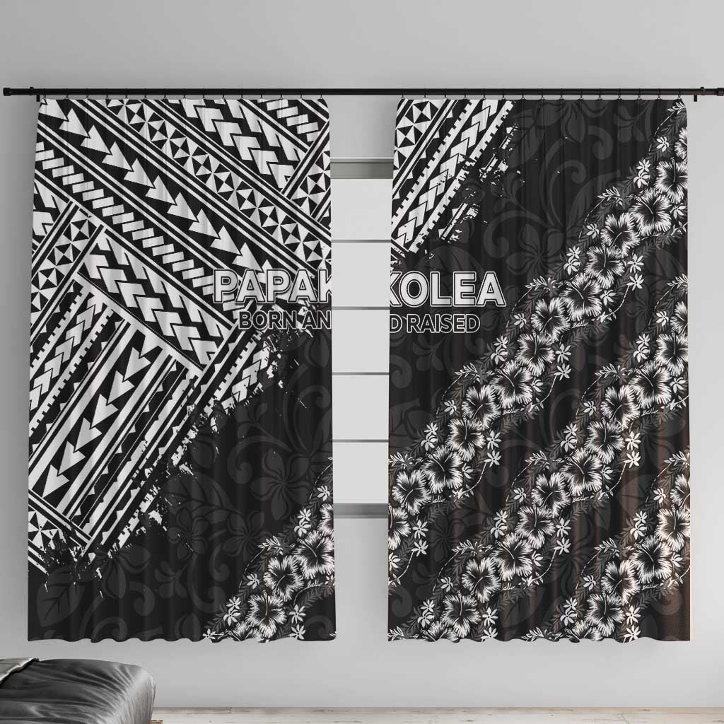 Hawaii Papakolea Born And Raised Window Curtain Hawaiian Tribal Pattern LT05 With Hooks Black - Polynesian Pride