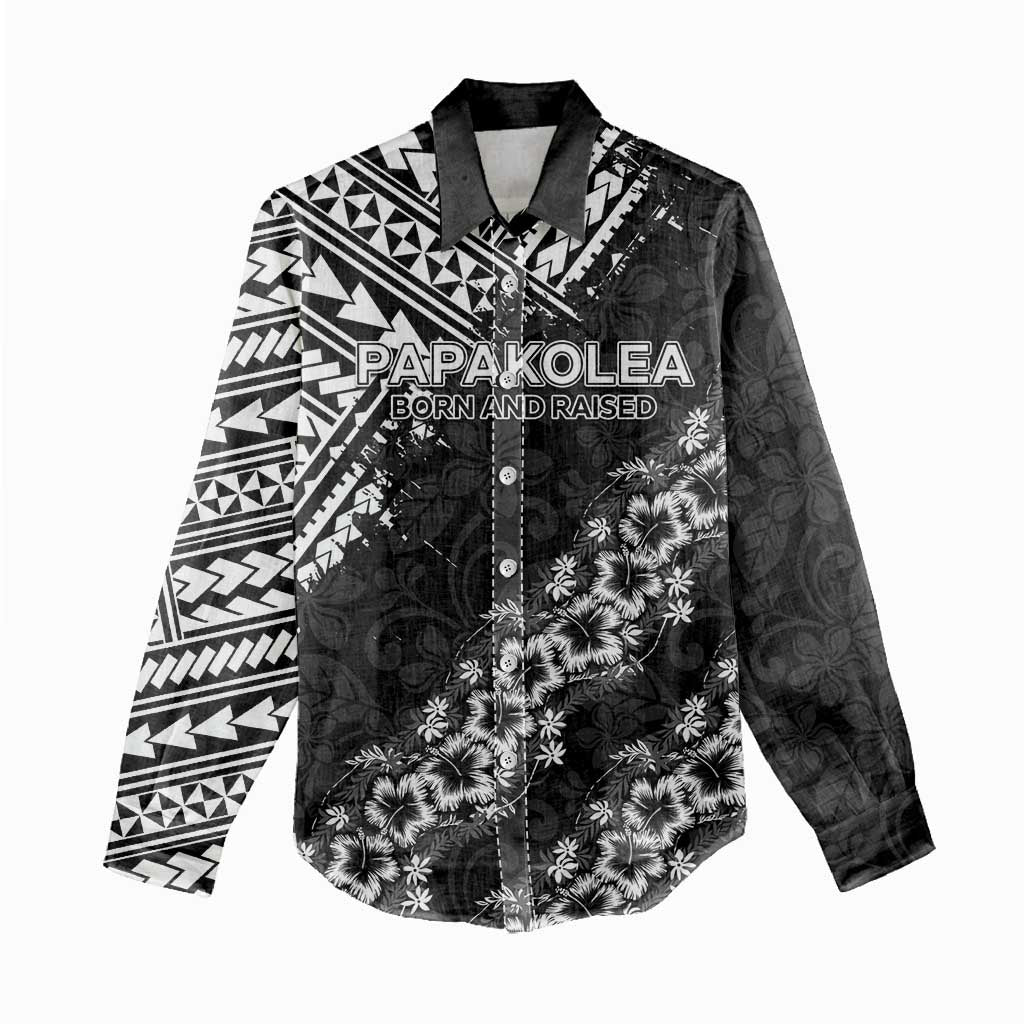 Hawaii Papakolea Born And Raised Women Casual Shirt Hawaiian Tribal Pattern
