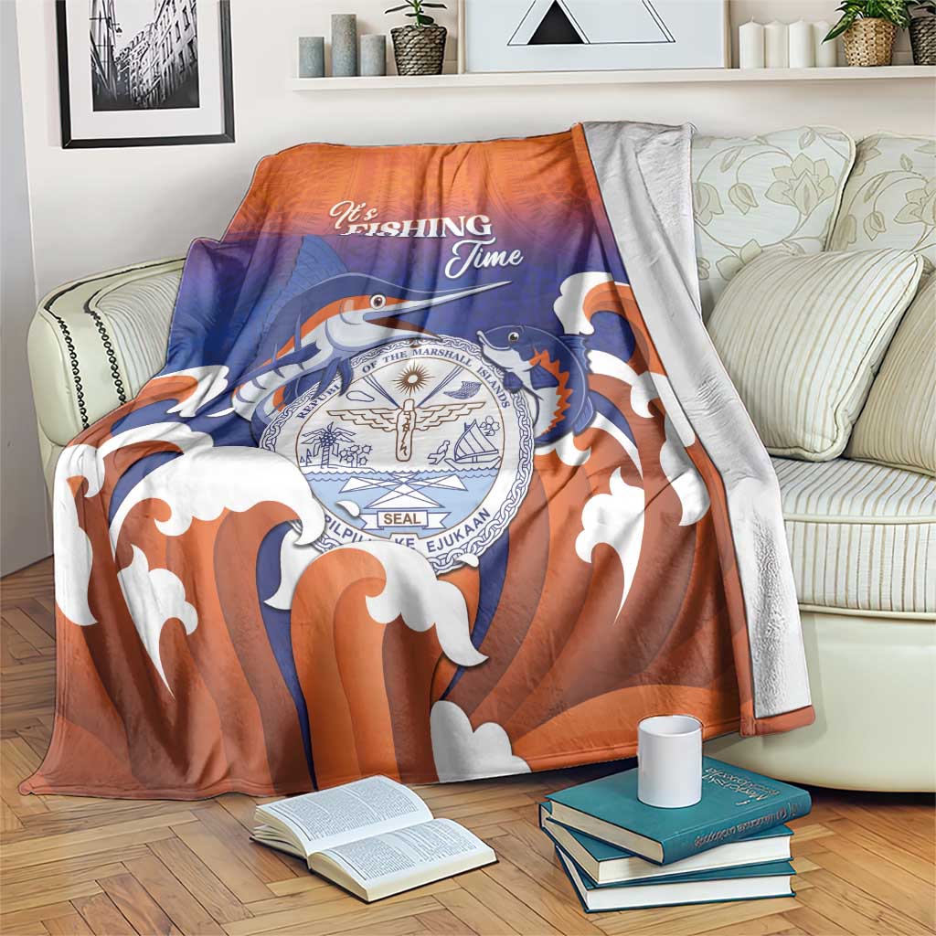 Marshall Islands Fishermen's Day Blanket It's Fishing Time LT05 Orange - Polynesian Pride