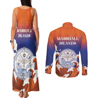 Marshall Islands Fishermen's Day Couples Matching Tank Maxi Dress and Long Sleeve Button Shirt It's Fishing Time LT05 - Polynesian Pride