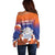 Marshall Islands Fishermen's Day Off Shoulder Sweater It's Fishing Time