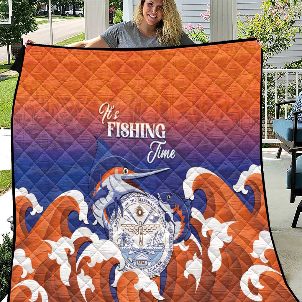 Marshall Islands Fishermen's Day Quilt It's Fishing Time LT05 Orange - Polynesian Pride