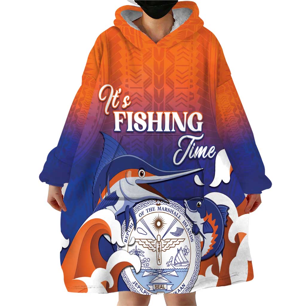 Marshall Islands Fishermen's Day Wearable Blanket Hoodie It's Fishing Time LT05 - Polynesian Pride