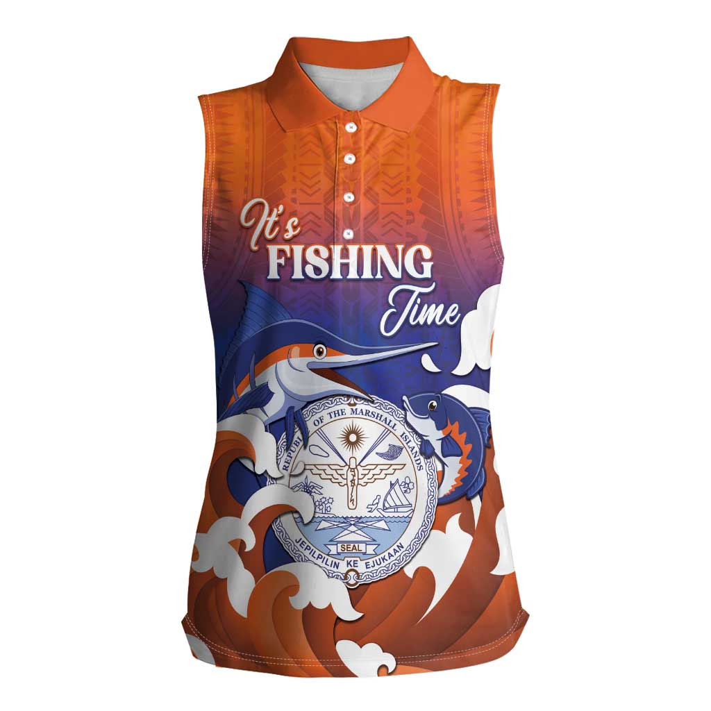 Marshall Islands Fishermen's Day Women Sleeveless Polo Shirt It's Fishing Time