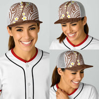 Plumeria With Brown Polynesian Tattoo Pattern Baseball Net Cap - Polynesian Pride