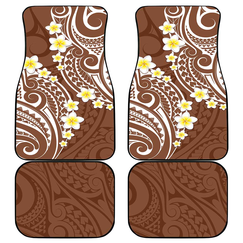 Plumeria With Brown Polynesian Tattoo Pattern Car Mats