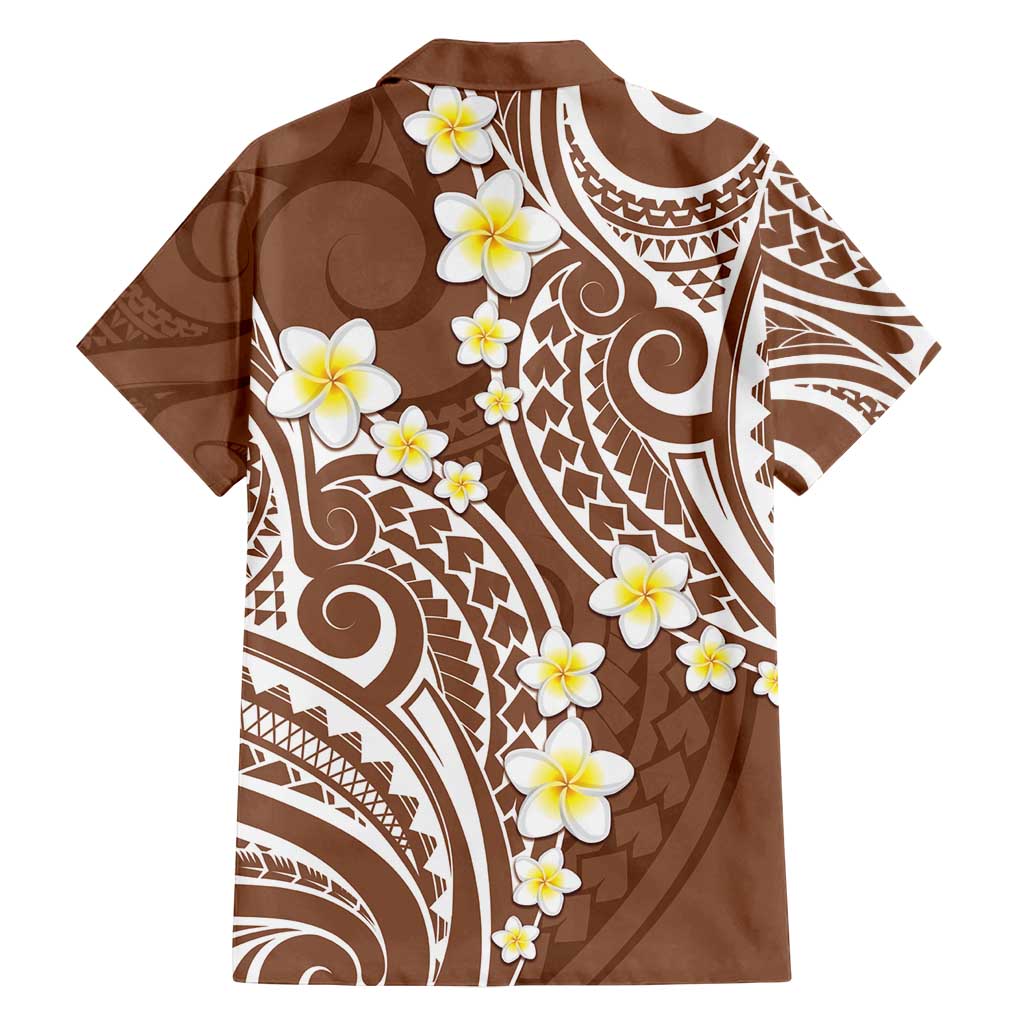Plumeria With Brown Polynesian Tattoo Pattern Family Matching Summer Maxi Dress and Hawaiian Shirt LT05 - Polynesian Pride