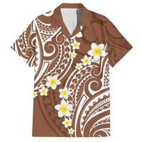 Plumeria With Brown Polynesian Tattoo Pattern Family Matching Tank Maxi Dress and Hawaiian Shirt LT05 Dad's Shirt - Short Sleeve Brown - Polynesian Pride