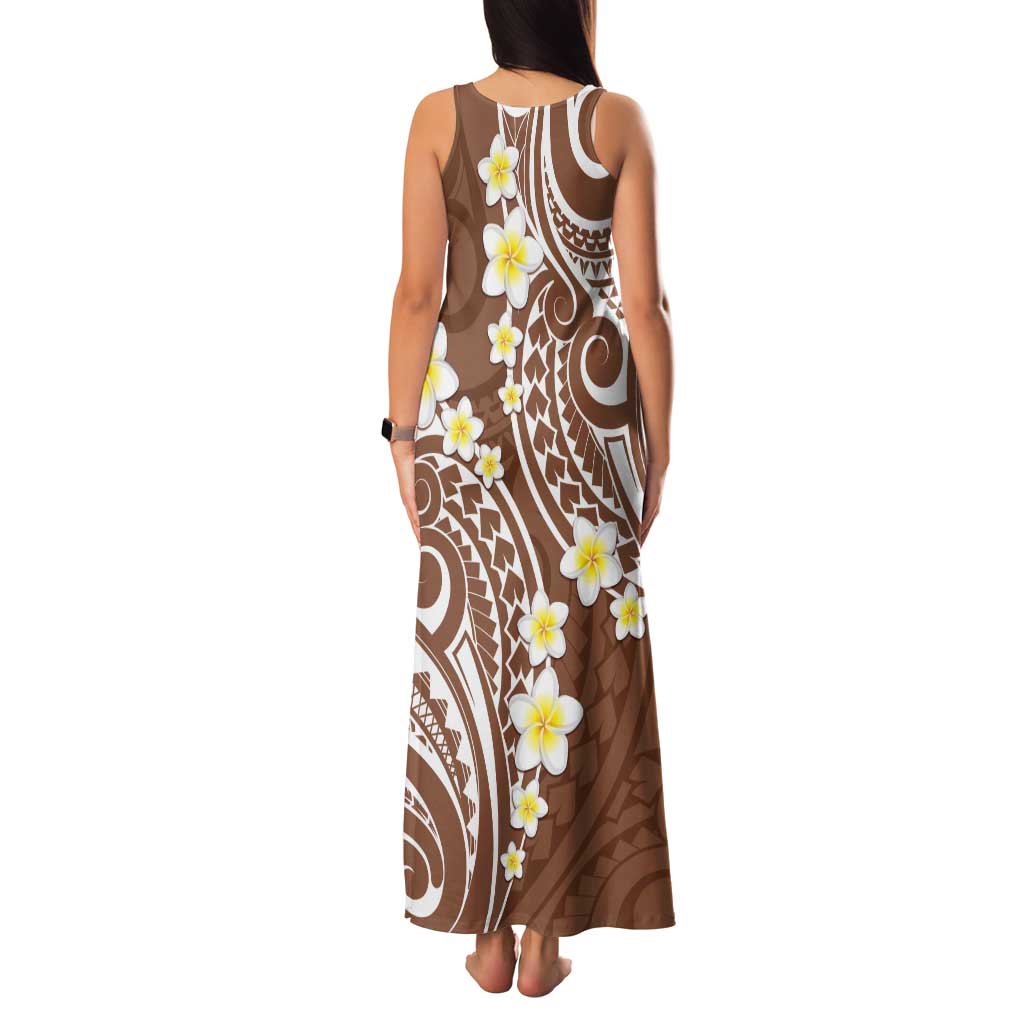 Plumeria With Brown Polynesian Tattoo Pattern Family Matching Tank Maxi Dress and Hawaiian Shirt LT05 - Polynesian Pride