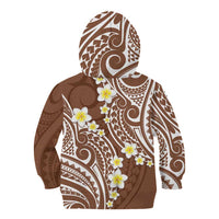 Plumeria With Brown Polynesian Tattoo Pattern Kid Hoodie