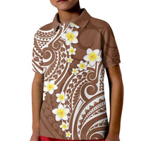 Plumeria With Brown Polynesian Tattoo Pattern Kid Polo Shirt LT05 Kid Brown - Polynesian Pride