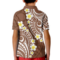 Plumeria With Brown Polynesian Tattoo Pattern Kid Polo Shirt LT05 - Polynesian Pride