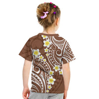 Plumeria With Brown Polynesian Tattoo Pattern Kid T Shirt LT05 - Polynesian Pride