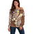 Plumeria With Brown Polynesian Tattoo Pattern Off Shoulder Sweater