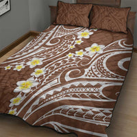 Plumeria With Brown Polynesian Tattoo Pattern Quilt Bed Set