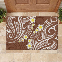 Plumeria With Brown Polynesian Tattoo Pattern Rubber Doormat