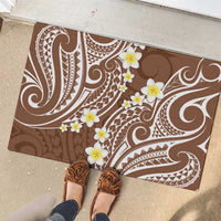 Plumeria With Brown Polynesian Tattoo Pattern Rubber Doormat