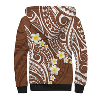 Plumeria With Brown Polynesian Tattoo Pattern Sherpa Hoodie