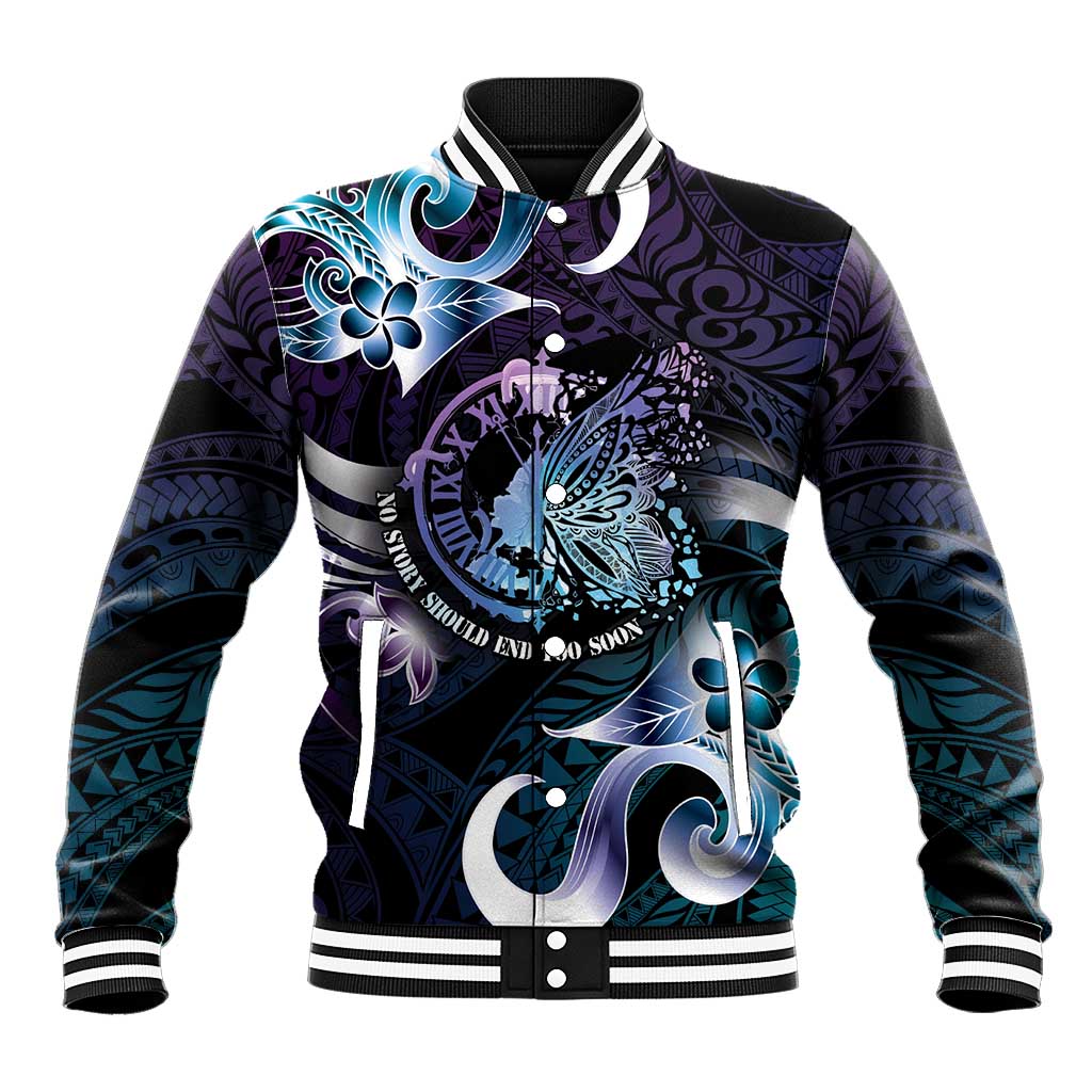 Personalised Polynesia Suicide Prevention Awareness Baseball Jacket No Story Should End Too Soon