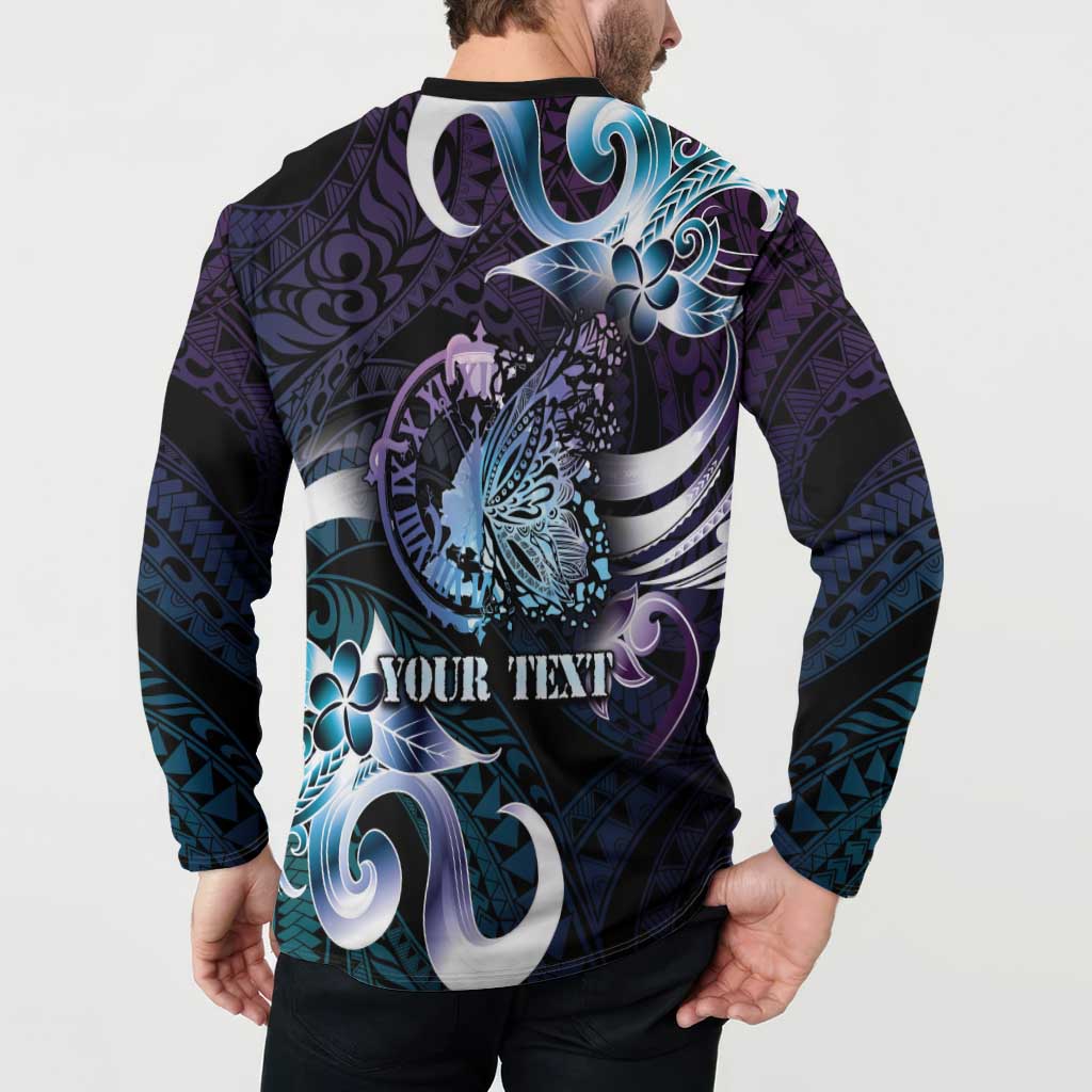 Personalised Polynesia Suicide Prevention Awareness Button Sweatshirt No Story Should End Too Soon