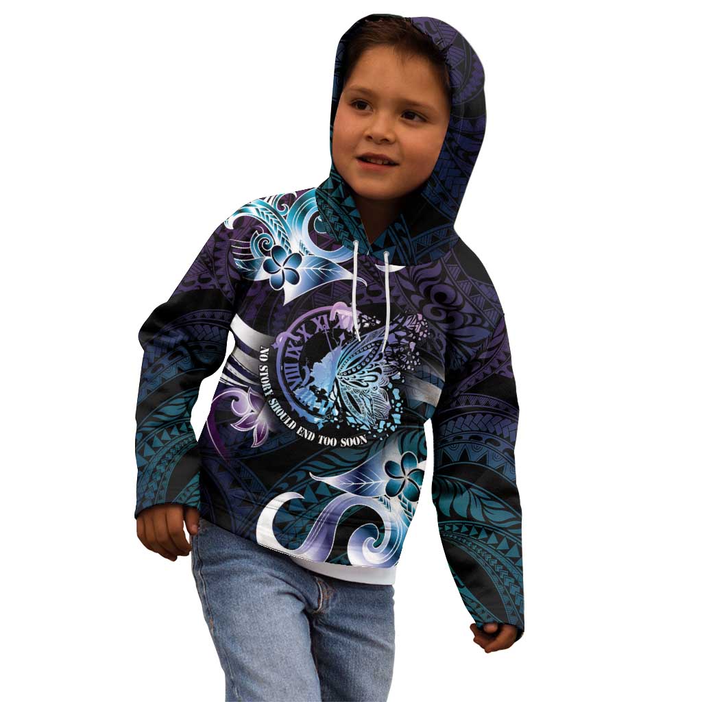 Personalised Polynesia Suicide Prevention Awareness Kid Hoodie No Story Should End Too Soon