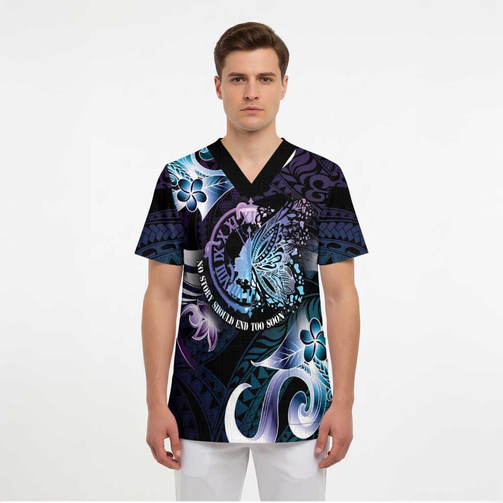 Personalised Polynesia Suicide Prevention Awareness Scrub Top No Story Should End Too Soon - Polynesian Pride