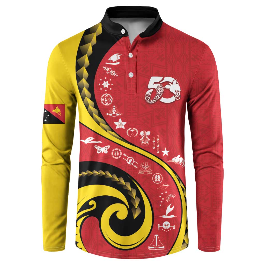 Papua New Guinea 50th Independence Anniversary Button Sweatshirt Special Style Red Version - Polynesian Pride