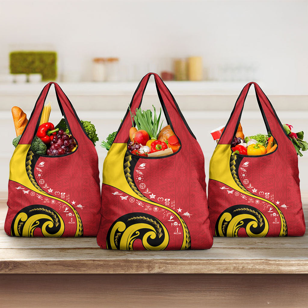 Papua New Guinea Independence Grocery Bag Special Style Red Version LT05 3-pack One Size Red - Polynesian Pride