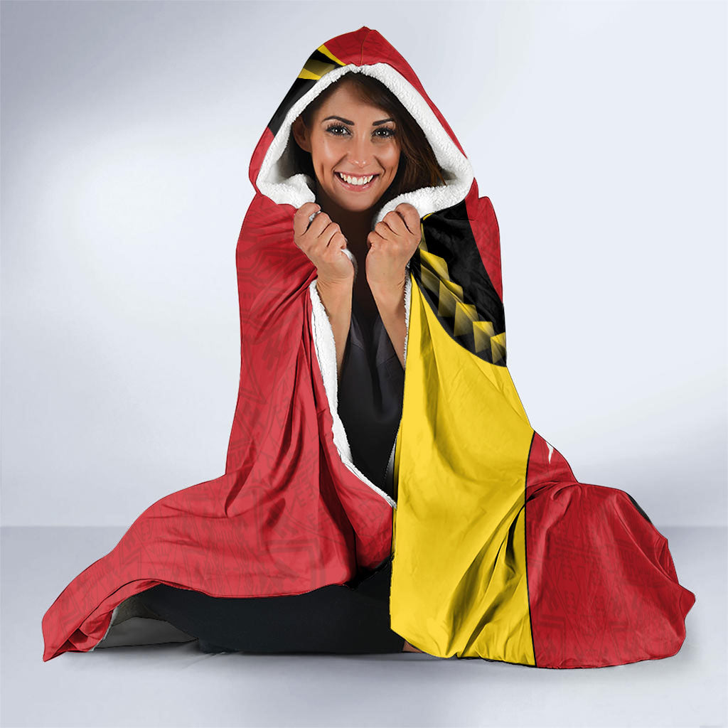 Papua New Guinea Independence Hooded Blanket Special Style Red Version LT05 - Polynesian Pride