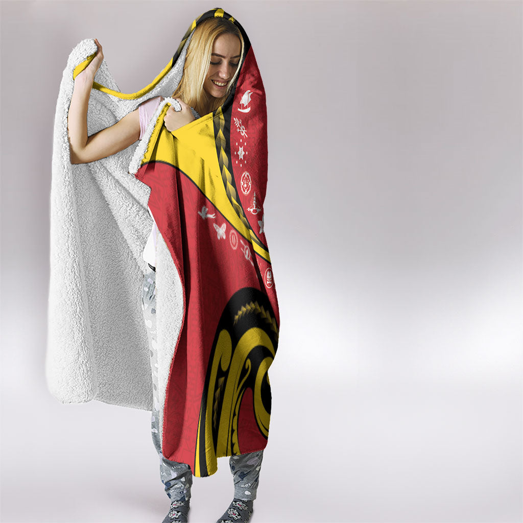 Papua New Guinea Independence Hooded Blanket Special Style Red Version LT05 - Polynesian Pride