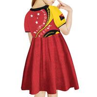 Papua New Guinea 50th Independence Anniversary Kid Short Sleeve Dress Special Style Red Version - Polynesian Pride
