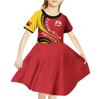 Papua New Guinea 50th Independence Anniversary Kid Short Sleeve Dress Special Style Red Version - Polynesian Pride