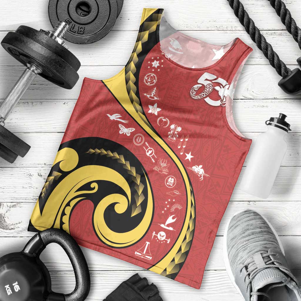 Papua New Guinea 50th Independence Anniversary Men Tank Top Special Style Red Version - Polynesian Pride