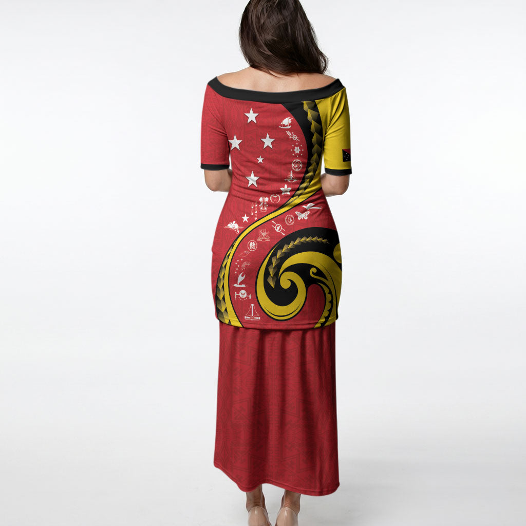 Papua New Guinea Independence Puletasi Special Style Red Version LT05 - Polynesian Pride