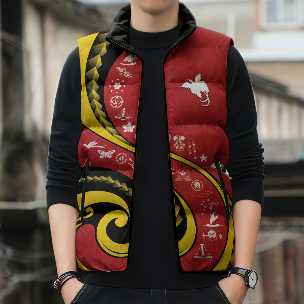 Papua New Guinea Independence Sleeveless Puffer Jacket Special Style Red Version LT05 - Polynesian Pride
