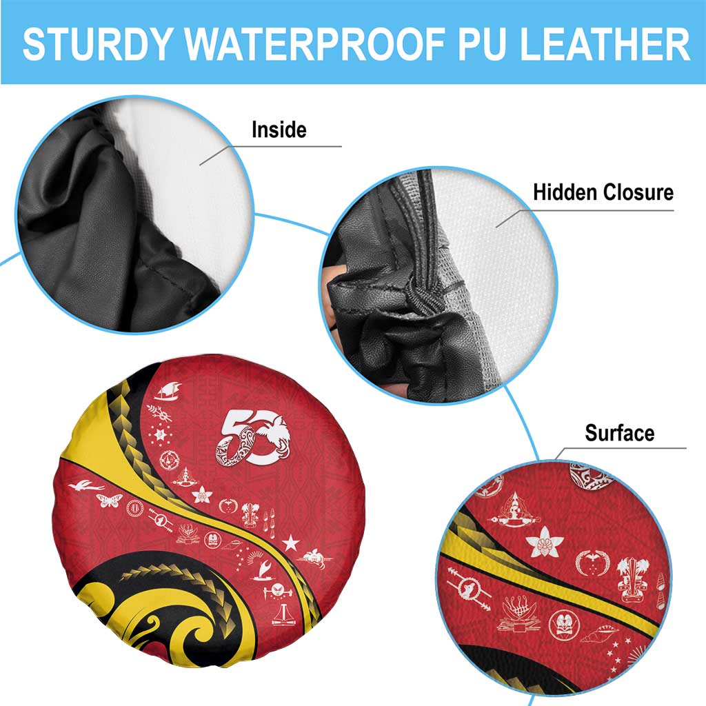 Papua New Guinea 50th Independence Anniversary Spare Tire Cover Special Style Red Version - Polynesian Pride