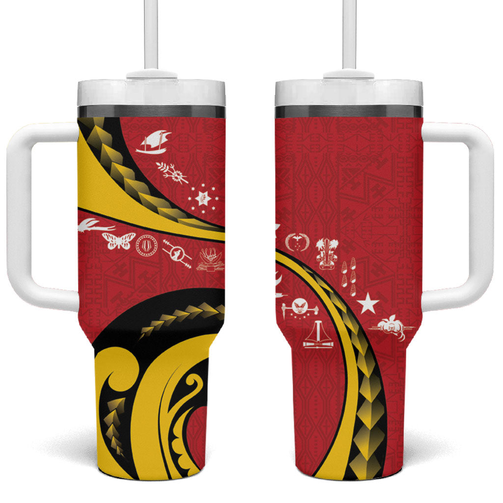 Papua New Guinea Independence Tumbler With Handle Special Style Red Version LT05 One Size: 40 oz Red - Polynesian Pride