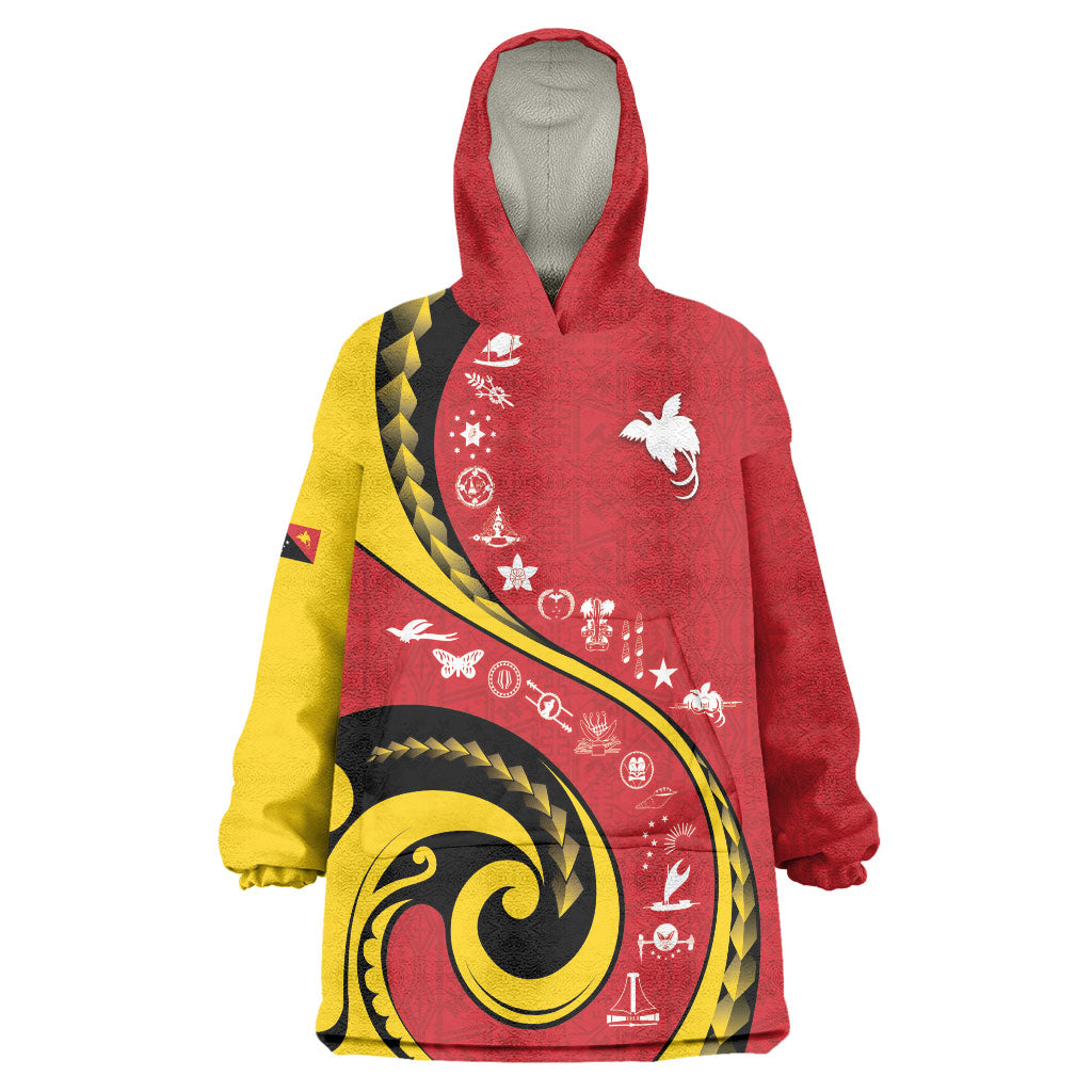 Papua New Guinea Independence Wearable Blanket Hoodie Special Style Red Version LT05 One Size Red - Polynesian Pride
