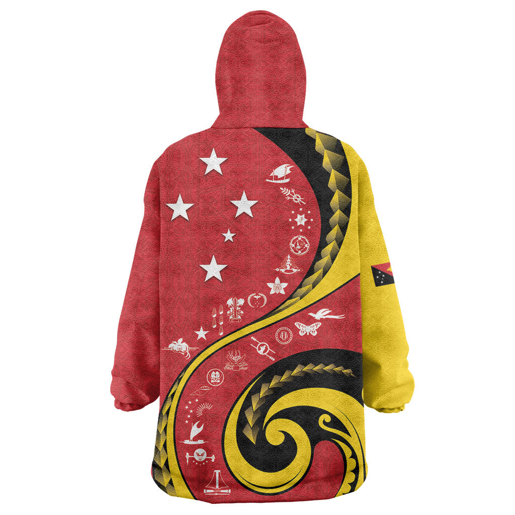 Papua New Guinea Independence Wearable Blanket Hoodie Special Style Red Version LT05 - Polynesian Pride