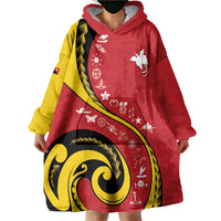 Papua New Guinea Independence Wearable Blanket Hoodie Special Style Red Version LT05 - Polynesian Pride