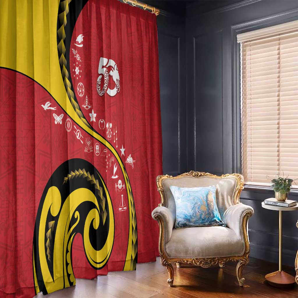 Papua New Guinea 50th Independence Anniversary Window Curtain Special Style Red Version - Polynesian Pride