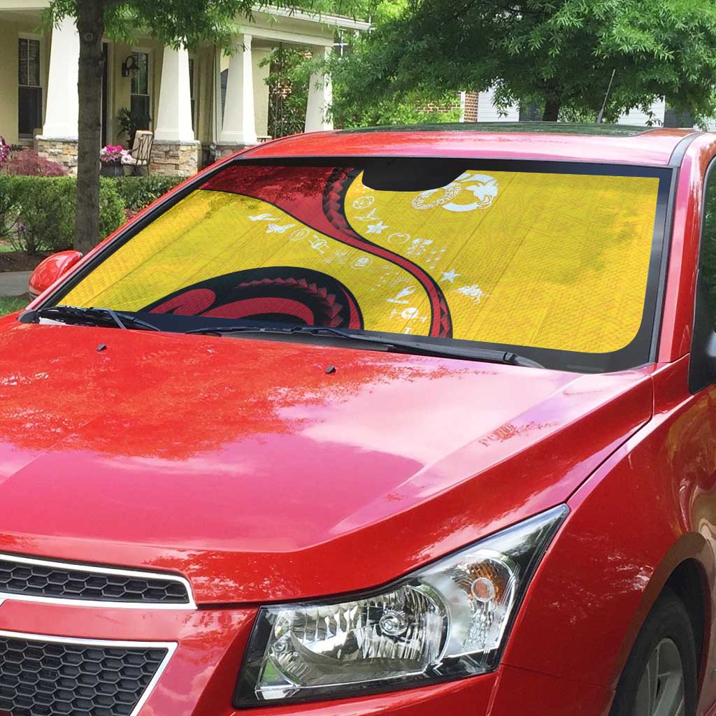 Papua New Guinea 50th Independence Anniversary Auto Sun Shade Special Style Yellow Version - Polynesian Pride