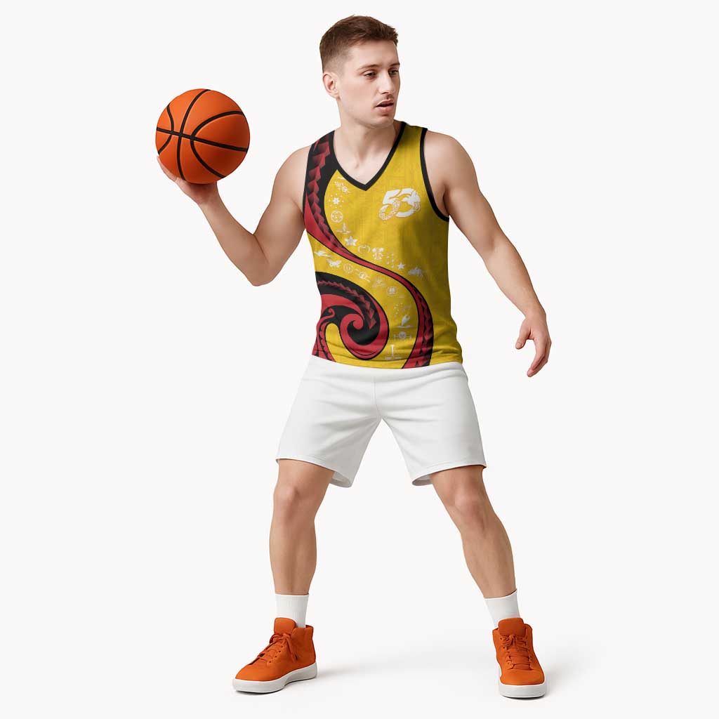 Papua New Guinea 50th Independence Anniversary Basketball Jersey Special Style Yellow Version - Polynesian Pride