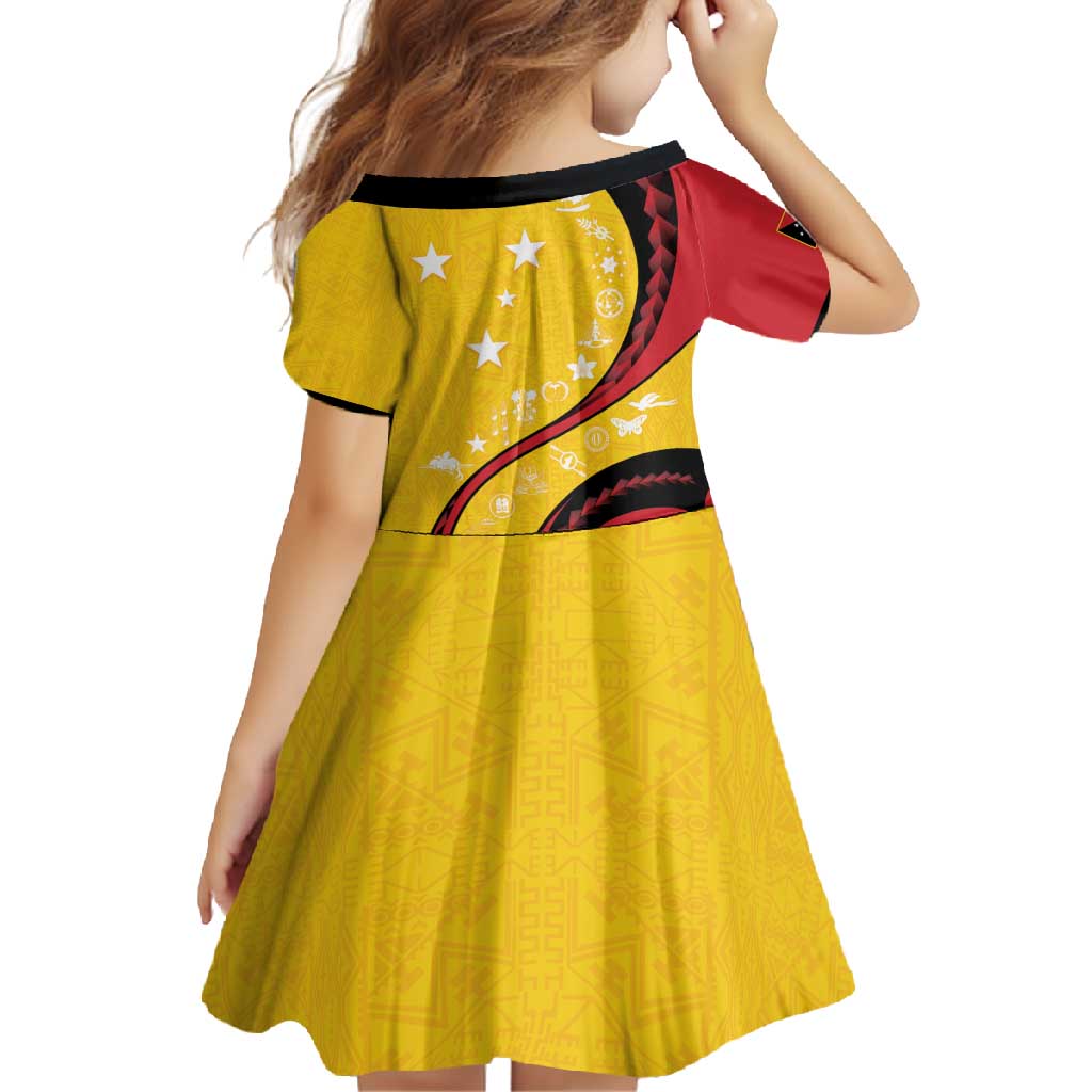 Papua New Guinea 50th Independence Anniversary Family Matching Long Sleeve Bodycon Dress and Hawaiian Shirt Special Style Yellow Version LT05 - Polynesian Pride