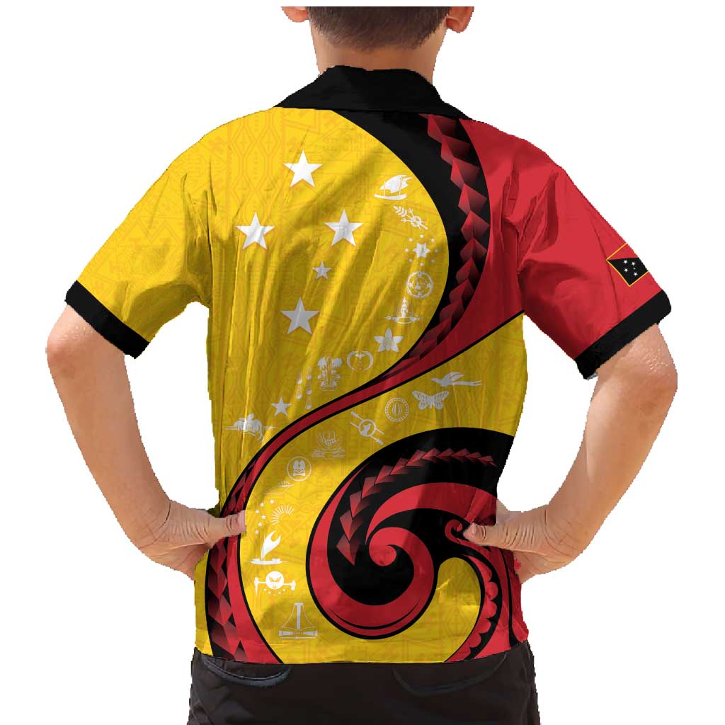 Papua New Guinea 50th Independence Anniversary Family Matching Mermaid Dress and Hawaiian Shirt Special Style Yellow Version LT05 - Polynesian Pride