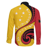 Papua New Guinea 50th Independence Anniversary Family Matching Off The Shoulder Long Sleeve Dress and Hawaiian Shirt Special Style Yellow Version - Polynesian Pride