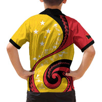 Papua New Guinea 50th Independence Anniversary Family Matching Off Shoulder Short Dress and Hawaiian Shirt Special Style Yellow Version - Polynesian Pride