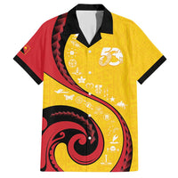 Papua New Guinea 50th Independence Anniversary Family Matching Short Sleeve Bodycon Dress and Hawaiian Shirt Special Style Yellow Version LT05 Dad's Shirt - Short Sleeve Yellow - Polynesian Pride