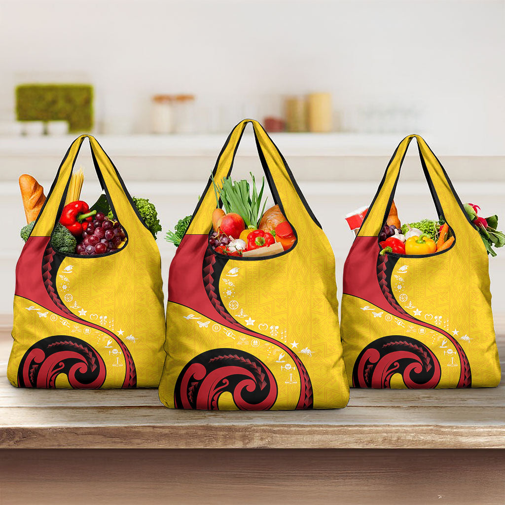 Papua New Guinea Independence Grocery Bag Special Style Yellow Version LT05 3-pack One Size Yellow - Polynesian Pride