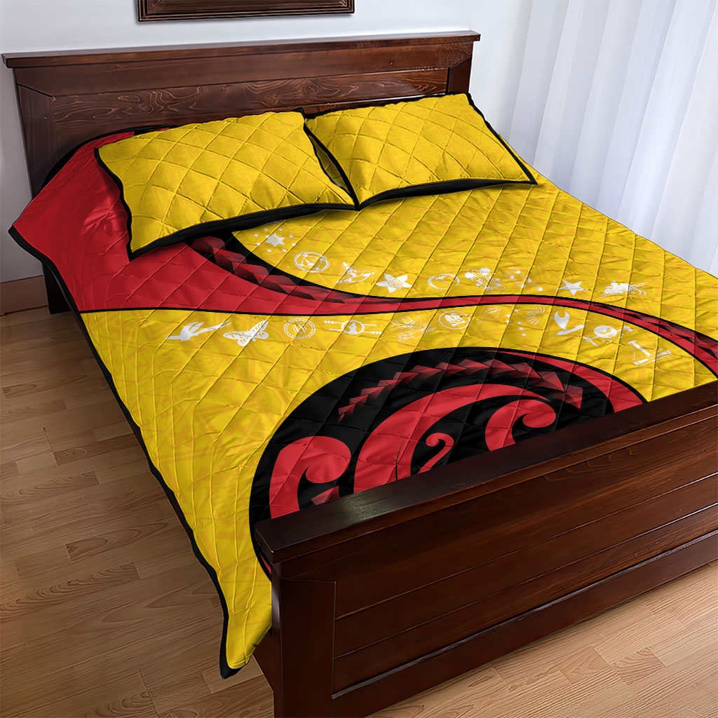 Papua New Guinea Independence Quilt Bed Set Special Style Yellow Version LT05 - Polynesian Pride